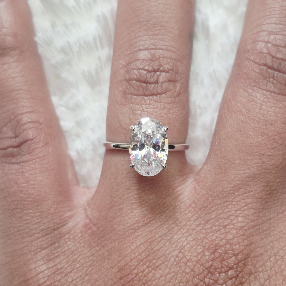 925 Sterling Silver Oval Engagement Ring - Picture 6 of 8